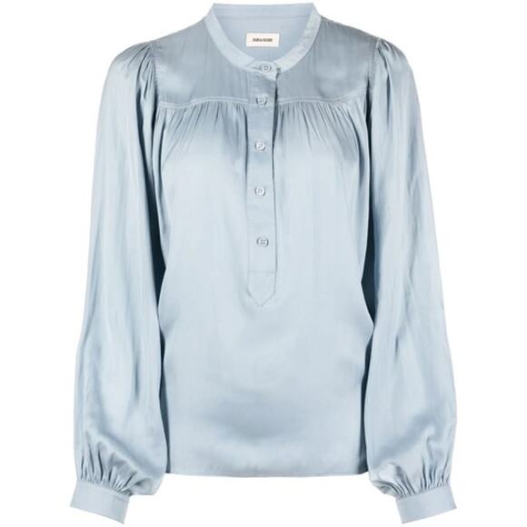 Zadig & Voltaire NWT Flaw Tigy Satin Blouse in Nuage Size Small MSRP $348 - Picture 2 of 7